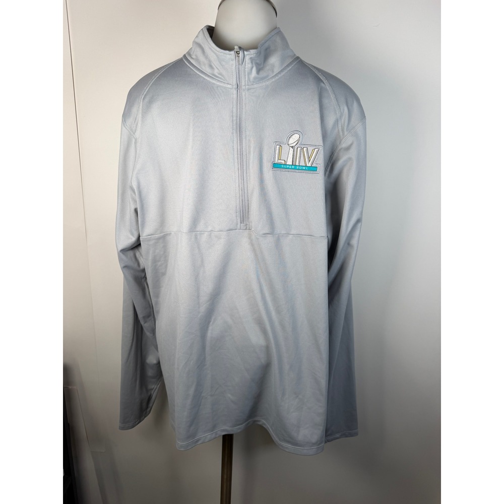 Nike NFL Super Bowl LIV Dri-FIT Quarter Zip Pullover Gray Mens Large 54 LIV